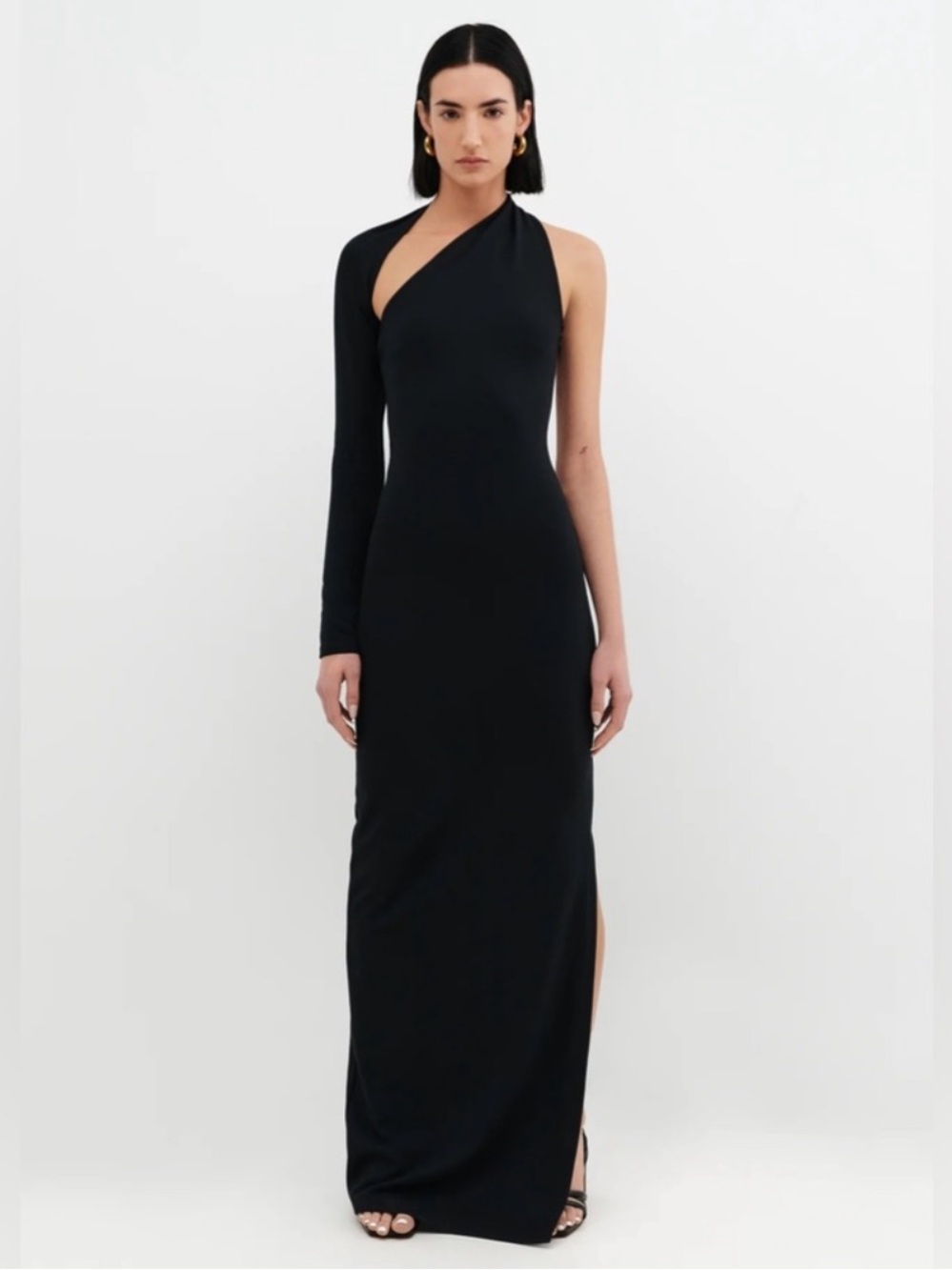 Marcella NYC Manhattan One Shoulder Formal Dress Size Medium Black